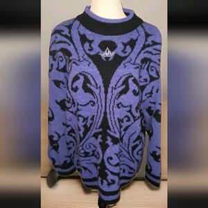 Vintage Kitty Hawk Lambswool Angora Black Purple Sweater Vivian Wang  Large